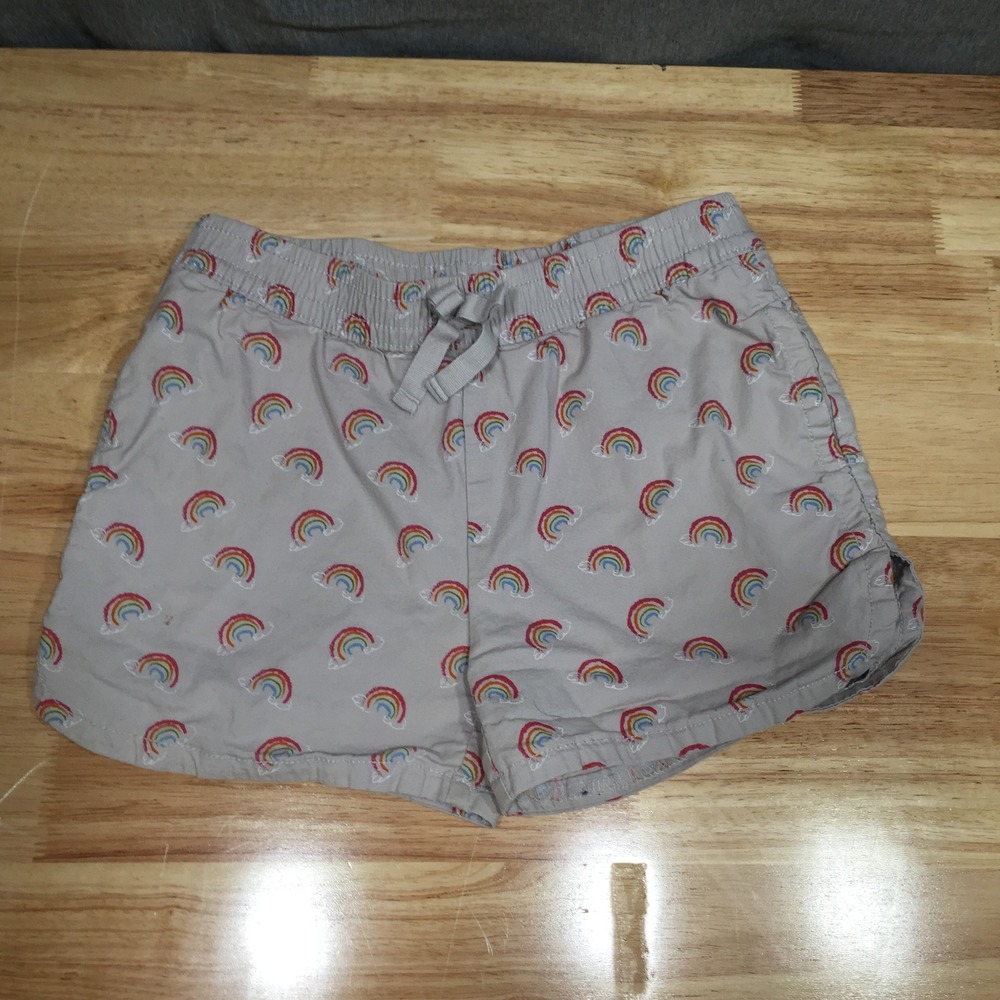 Lincoln Outfitters Girls Shorts‎ Rainbow Print Elastic Waist Size 8 Tan Good
